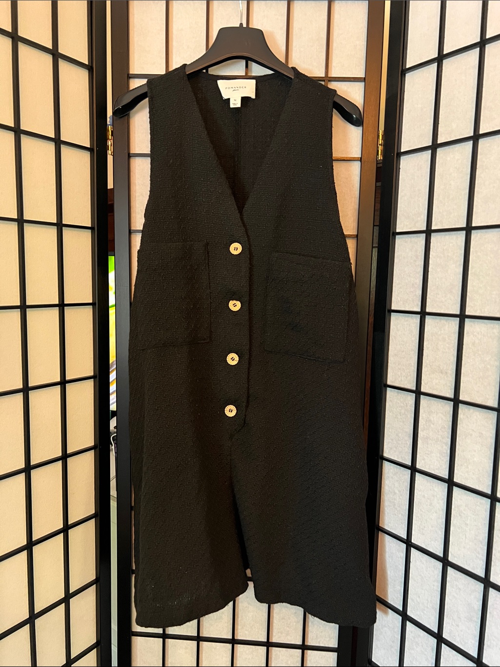 Pomander Place Black Sleeveless Button Romper